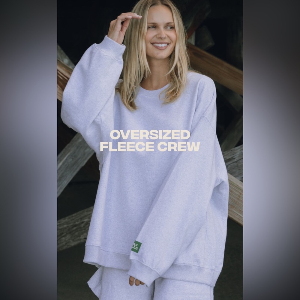 Daily Drills Oversized Fleece Crew in Heather Gray